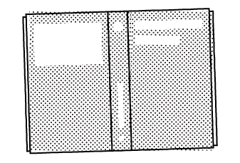 Stylised black and white screentone illustration of a book jacket