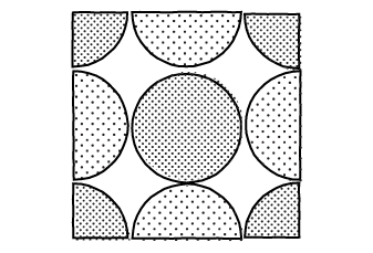 Stylised black and white screentone illustration of colored shapes arranged to a pattern
