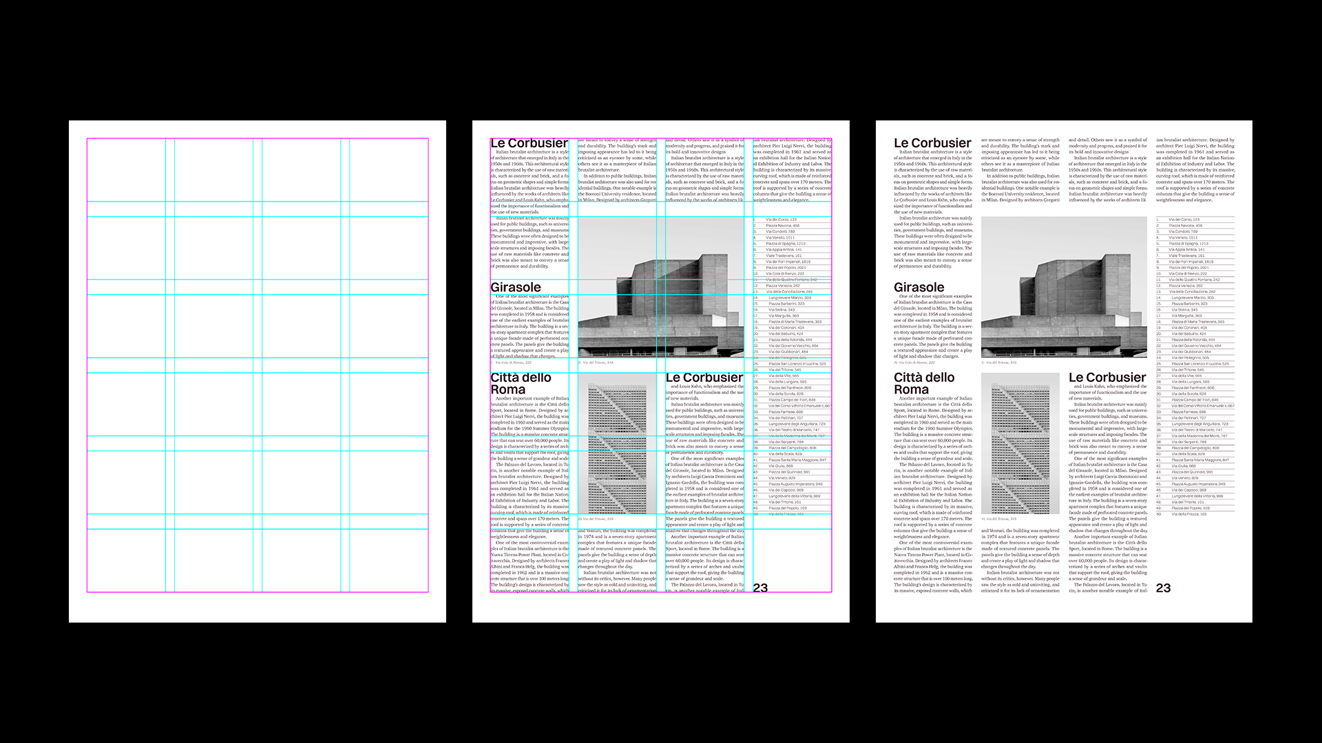 Preview of 3 grids created with SmartGrids. One only grid, one with content and one only content.