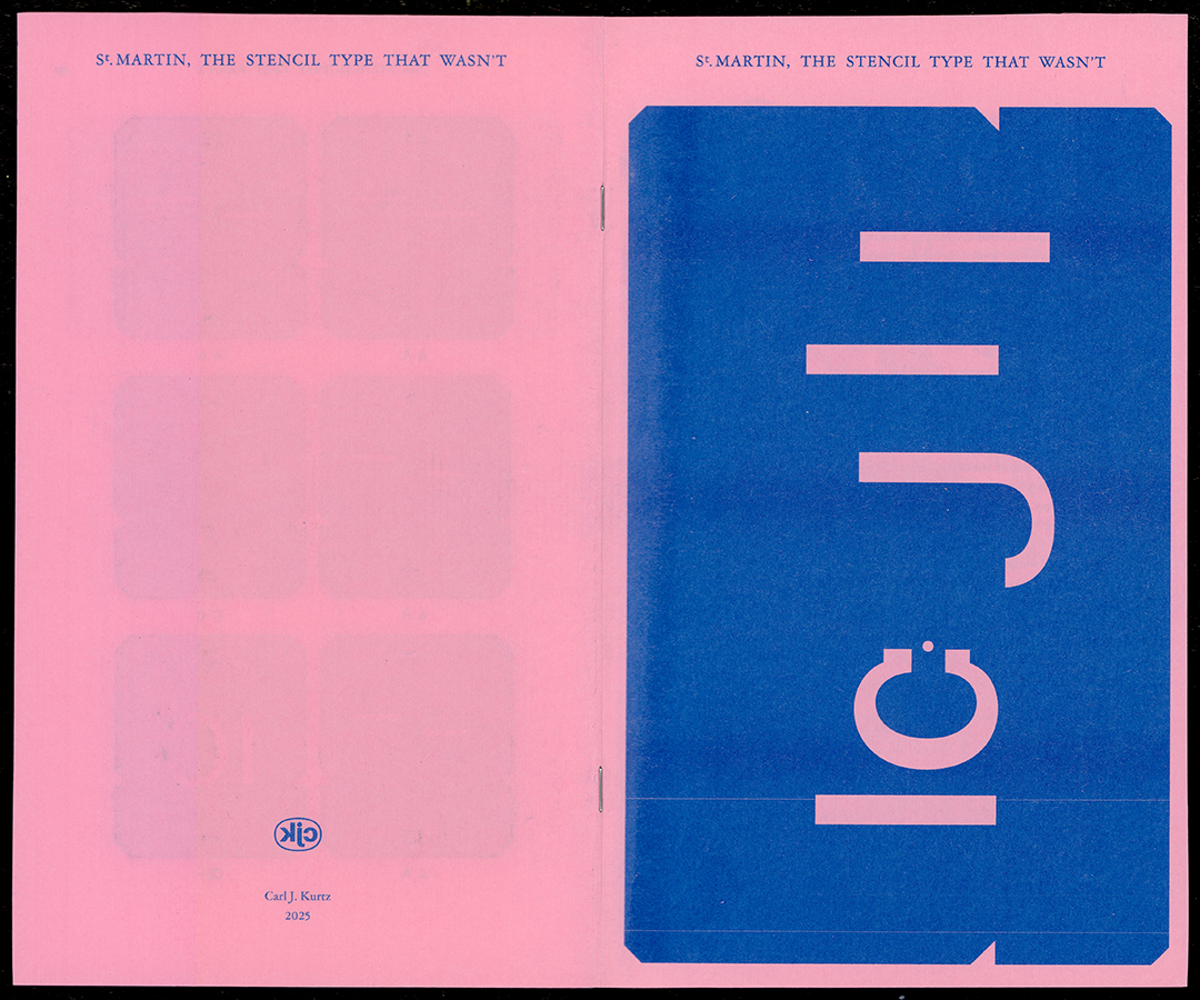 Front and back of St. Martin: The Stenciled Type That Wasn’t, folded for scanning